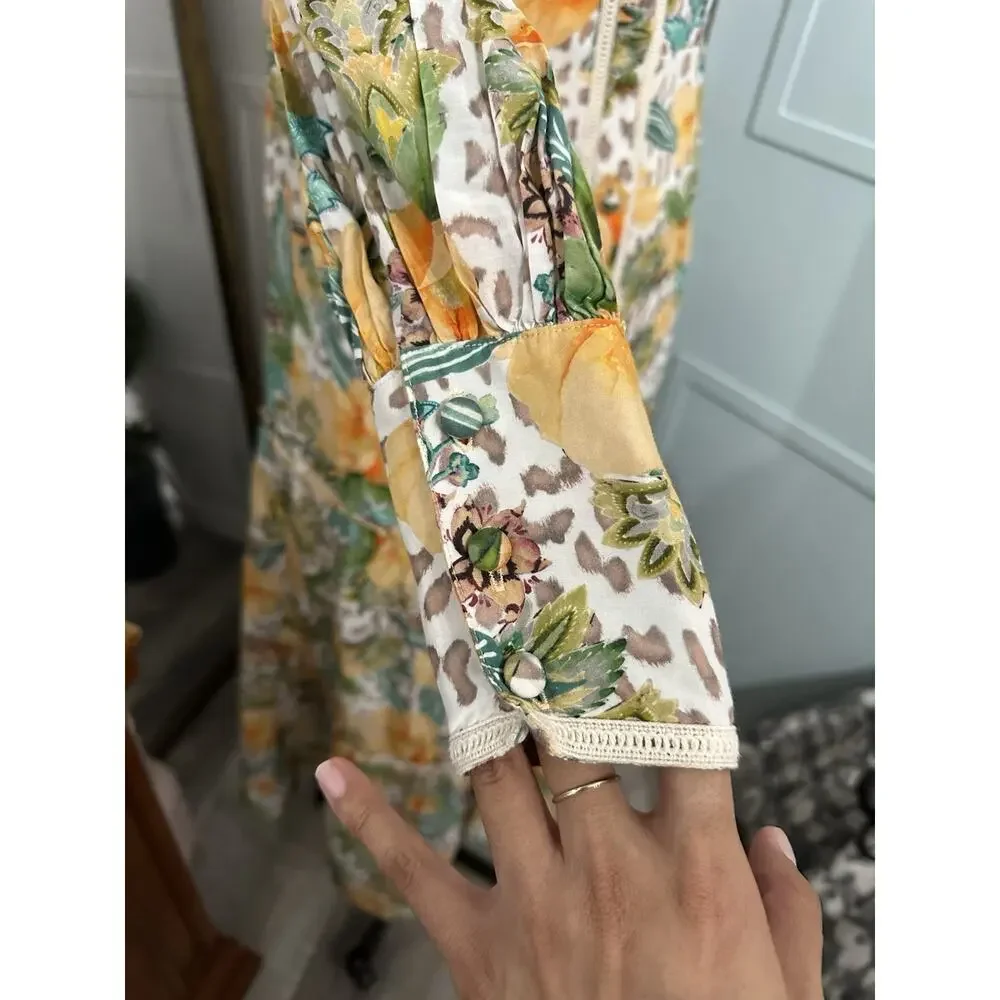 Bergdorf Goodman Aqua Blu Australia Dahlia Helena Button-Front Maxi Dress Small - Picture 7 of 11